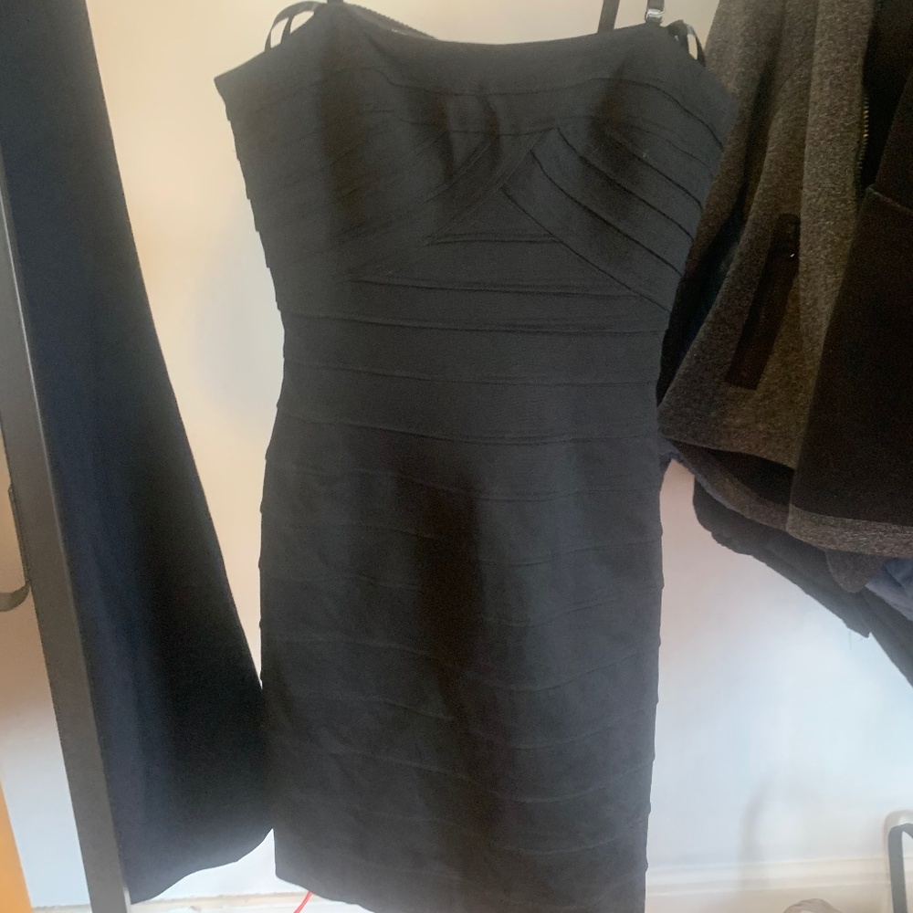 BCBG fitted black mini dress